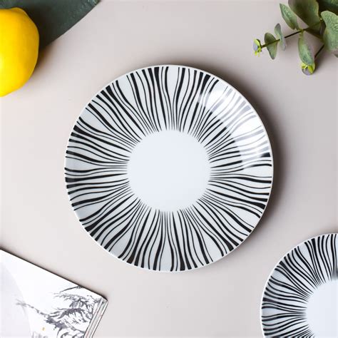 La Mode Printed Ceramic Snack Plate White 8 Inch