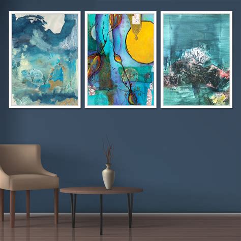 Set of 3 Multicolor Abstract Theme Canvas For Home Decor Abstract Pain ...