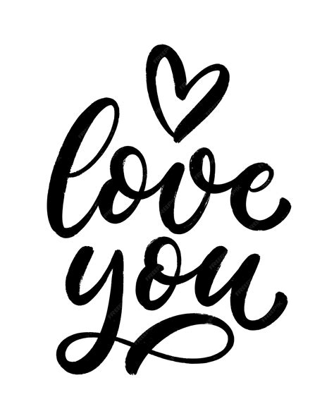 Love you hand lettering Vector calligrafia scritta a mano disegno di ...