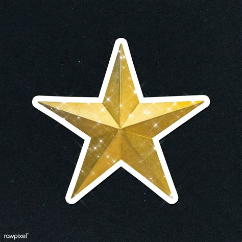 Sparkling gold star sticker with white border | premium image by ...