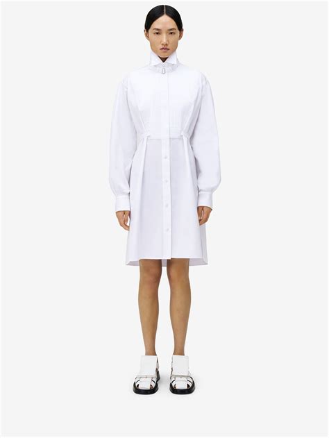 Women's Oversized Shirt Dress in White | Alexander McQueen CA