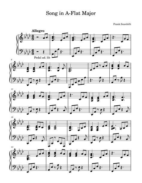 Song in A-Flat Major Sheet Music | Burnt Chilli Dog | Piano Solo