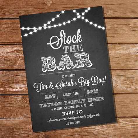 Stock The Bar Chalkboard Couples Shower Invitation – Sunshine Parties