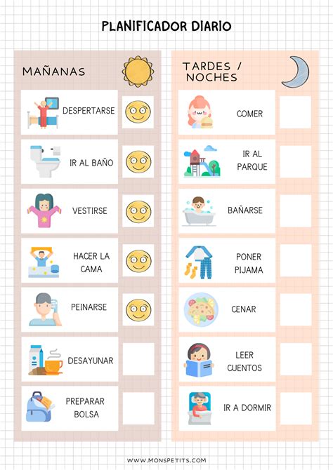 Plantillas de rutinas y tareas para organizar los días con niños ...