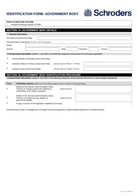 Fillable Online Identification form Government Bodies - Schroders Fax ...