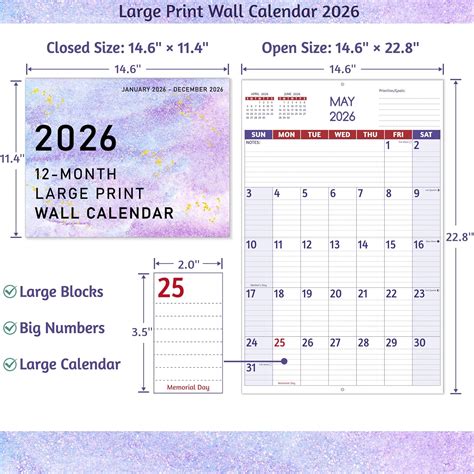 BowCuk 2026 Wall Calendar - Large Print Calendar 2026, 12 India | Ubuy
