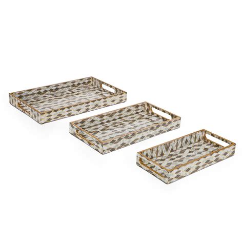 Home4U Ishana Tray Set of 3 MDF Wooden Tray for Home and Kitchen ...