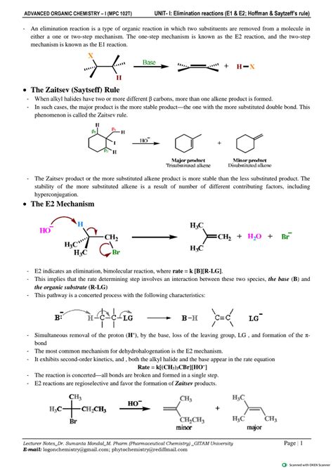 Hoffman and Saytzeff's rule - Synthesis of Organic and Inorganic ...