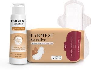 Carmesi Rash-Relief Combo | Intimate Wash (100ml) and 30 Sanitary Pads ...