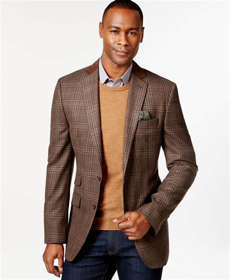 Tallia Big & Tall Vetrino Tartan Brown Sport Coat - Blazers & Sport ...