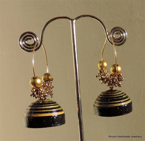 Black and gold Jhumka – Khushi Handicrafts