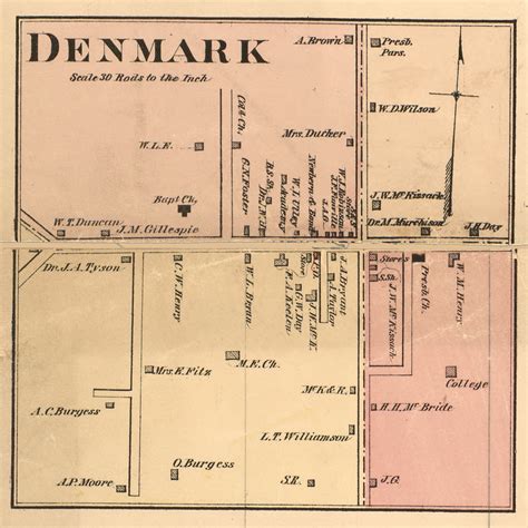Denmark Village, District 4, Tennessee 1877 Old Town Map Custom Print Madison Co. - OLD MAPS