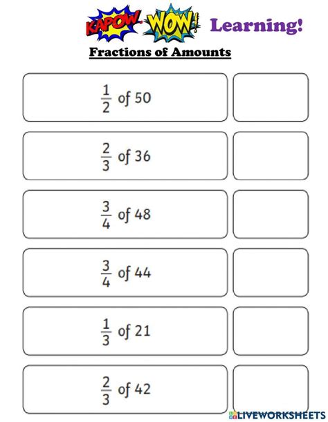 Image result for Fractions of Numbers Worksheets