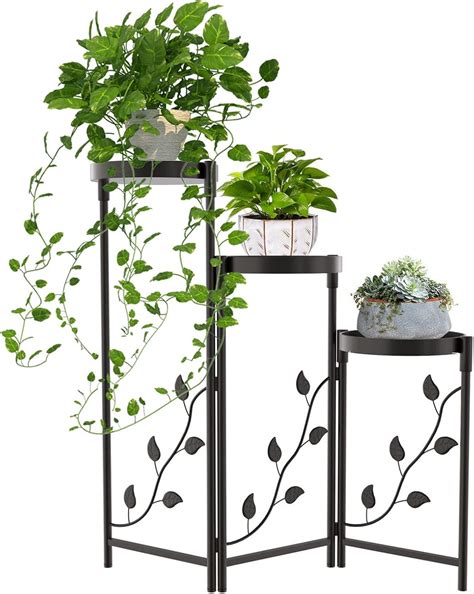 Buy Metal Plant Stand Indoor Outdoor - 3 Tier Flower Pot Display Holder ...