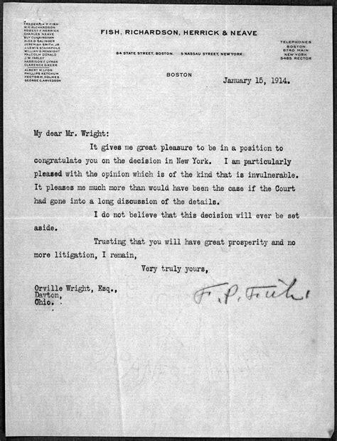 Image 1 of General Correspondence, Fish, Richardson & Neave, 1914 (Box ...