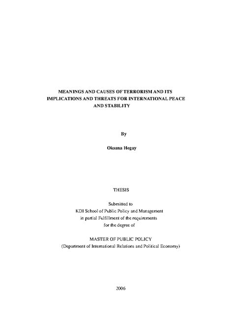 Meanings and causes of terrorism and its implications and threats for ...