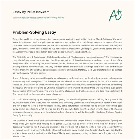 Problem-Solving Essay (500 Words) - PHDessay.com