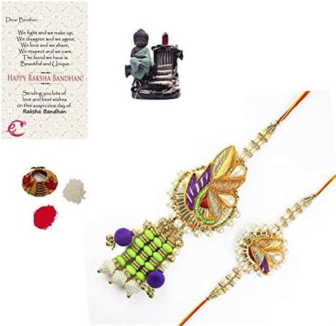 eCraftIndia Bhaiya Bhabhi Rakhi Set with Meditating Monk Buddha Smoke ...