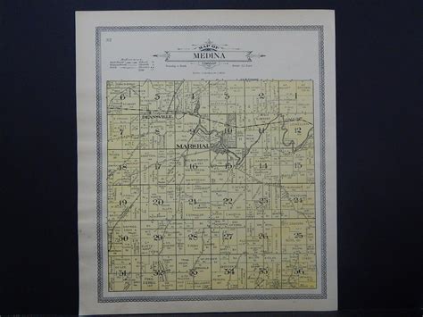 Wisconsin, Dane County Map, 1911 Township of Medina or Mazomanie O1#60 ...