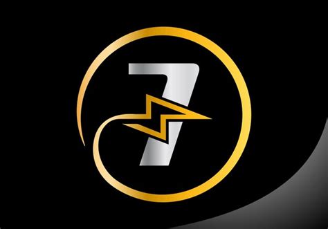 Carta 7 com raio de relâmpago Logo Design Vector Template | Vetor Premium