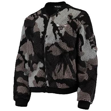 Women's The Wild Collective Black Chicago Bulls Camo Sherpa Full-Zip ...