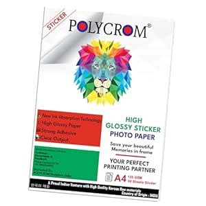 Polycrom Korean Photo Glossy Inkjet Sticker Paper A4 Size - White ...