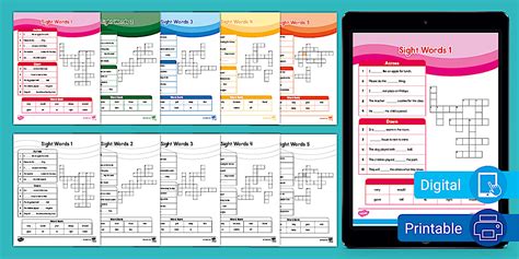 Second Grade Sight Words Crossword Puzzle Pack