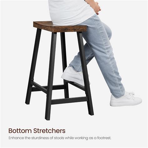 Buy VASAGLE Bar Stools, Set of 2 Bar Chairs, Kitchen Breakfast Bar ...
