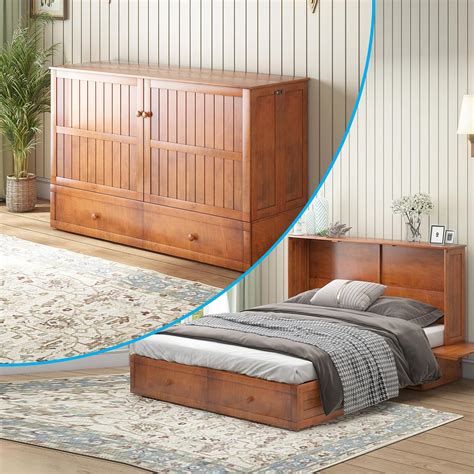 Amazon.com: Mjkone Queen Murphy Bed, Murphy Cabinet Bed with Tri ...