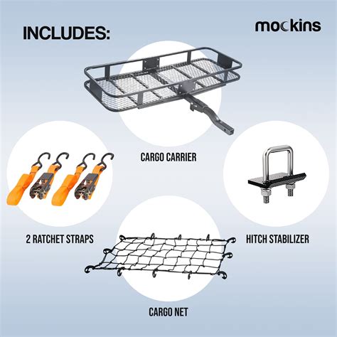 Buy Mockins 60"x20"x6" Folding Cargo Carrier Hitch Mount |500 lb ...