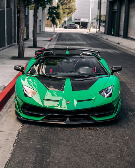 Green Lamborghini Aventador Roadster