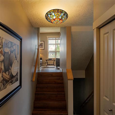 ARTZONE Tiffany Stained Glass Flush Mount Ceiling Light - India | Ubuy