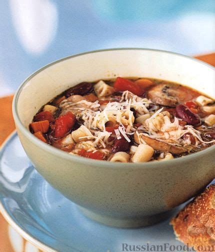 Рецепт: Фасолевый суп с макаронами и грибами на RussianFood.com