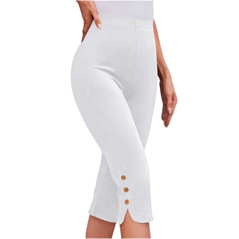 Pull On Leggings Capri Pants Womens Soft Spandex High Waist Stretch ...