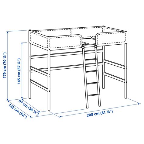 TUFFING Loft bed frame, dark grey, 90x200 cm - IKEA