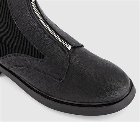 OFFICE Azure Front Zip Ankle Boots Black Pu - Women's Ankle Boots