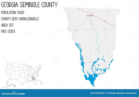 Map Of Seminole County In Georgia State On White Background. Single ...