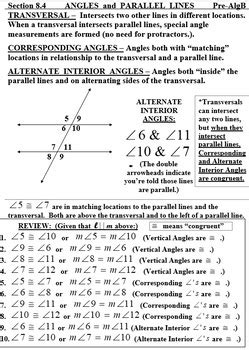 Angles - Parallel Lines: Transversals, Corresponding & Alternate Interior Angles