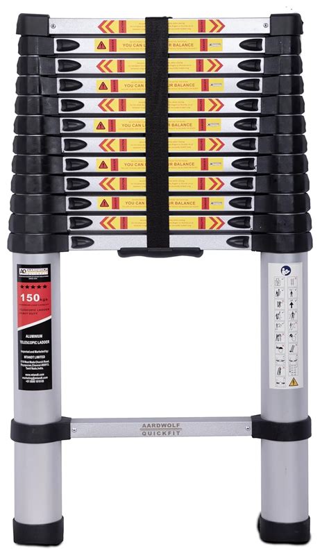 Aardwolf Quickfit 13 Step (3.8M/12.5 FT) | Telescopic Aluminum Ladder ...