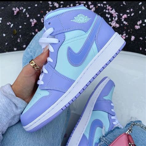 Air Jordan 1 Mid Purple Aqua Blue | All nike shoes, Cute nike shoes ...