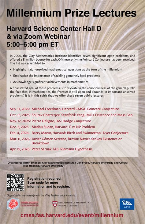 Millennium Prize Problems Lecture Series - CMSA