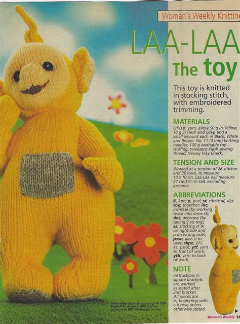 Buy Alan Dart Knitting Pattern Laa-laa Teletubbie Doll Toy and Dipsy ...