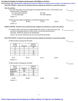 Test Bank for Statistics for Business and Economics 12th Edition by ...