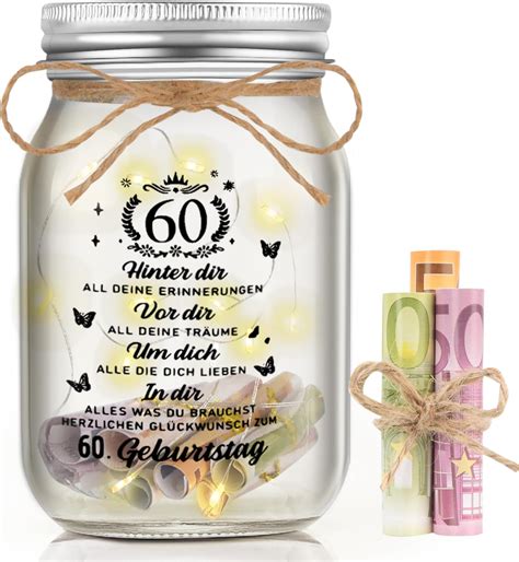 60 Geburtstag Frau Mann LED Flaschenlicht Geburtstag,60 Geldgeschenke ...