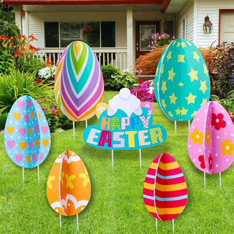 Amazon.com : Happy Easter Yard Sign - Easter Bunny Chicken Yard Sign ...