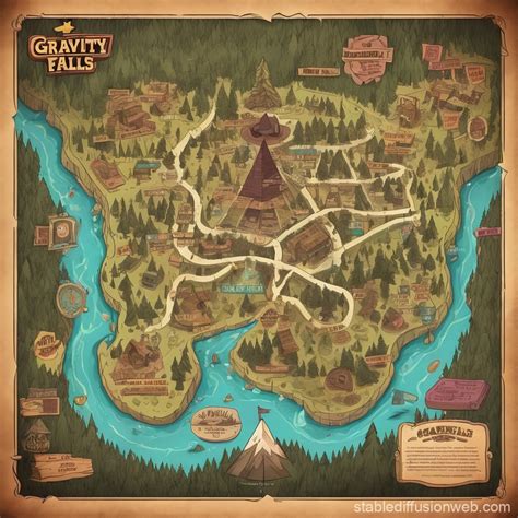 Gravity Falls Map | Stable Diffusion Online