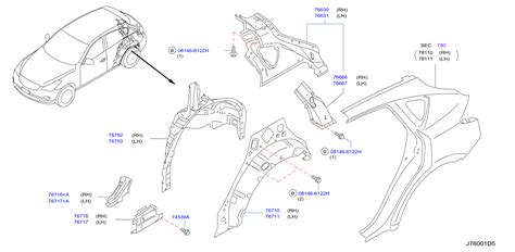 Infiniti I35 Body B-Pillar Reinforcement (Right) - G6514-1BAMA - Genuine Infiniti Part