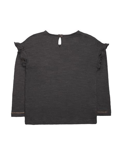 Buy Charcoal Flower Frill T-Shirt Online at Best Price | Mothercare India