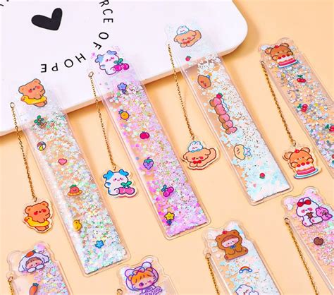 FunBlast Bookmarks Scale for Kids, Glitter Scale for School Stationery ...