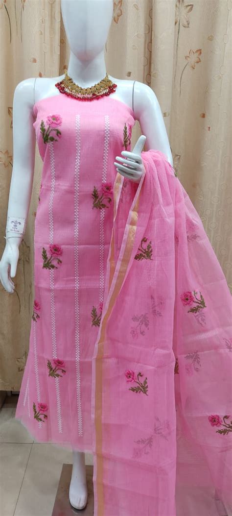 Pure Kota- doria Unstitched suit with Chikankari Bottom – fabfonde